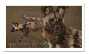 African Wild Dogs painting by award winning artist Kathie Miller