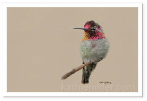 Anna's Hummingbird II painting by wildlife artist Kathie Miller. Prints available. 