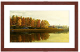 'Autumn Morning' painting with mahogany frame by wildlife and landscape artist Kathie Miller. Prints available.