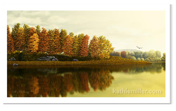 'Autumn Morning' painting by wildlife and landscape artist Kathie Miller. Prints available.