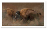 Bison painting by award winning artist Kathie Miller. Prints available.