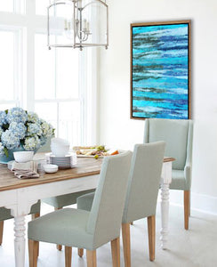  'Blue Ocean' abstract painting by wildlife and landscape artist Kathie Miller.  Prints available.