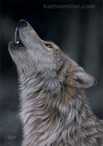 "Calling the Pack" original wolf portrait in pastels. Prints available.