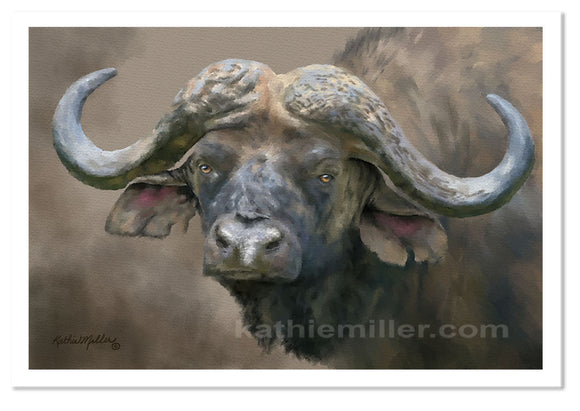 Cape Buffalo painting print by award winning artist Kathie Miller