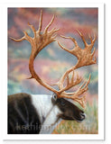 Caribou painting by award winning artist Kathie Miller. Prints available