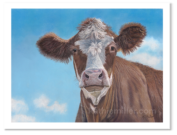 Cow pastel print by award winning artist Kathie Miller.
