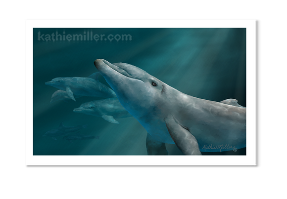 Dolphins painting by award winning artist Kathie Miller