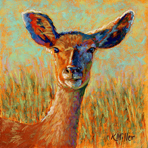 Fern. Original pastel deer portrait by award winng artist Kathie Miller. Prints Available.