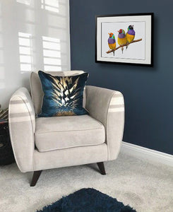Gouldian Finches painting by wildlife artist Kathie Miller.  Prints available. 