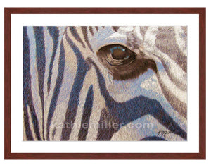 Grants Zebra Portrait painitng prints by award winning artist Kathie Miller