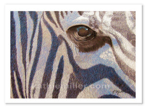 Grants Zebra Portrait painitng prints by award winning artist Kathie Miller