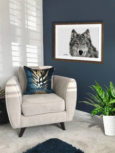 Grey Wolf Portrait painting by award winning artist Kathie Miller. Prints available. 