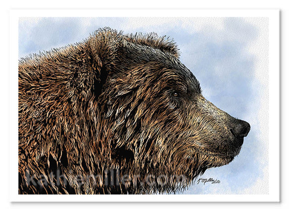 Grizzly Bear painting by award winning artist Kathie Miller. Prints available
