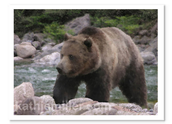 Grizzly Bear II painting by award winning artist Kathie Miller. Prints available.