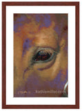 Horse Portrait painting with mahogany frame by wildlife artist Kathie Miller.  Prints available.