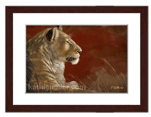 'Lioness in the Shade' painting by award winning artist Kathie Miller
