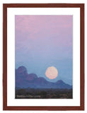 'Moonrise Anza Borrego' painting with mahogany frame by wildlife artist Kathie Miller.  Prints available.