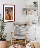 Pastel painting of an alpaca in the sun in a babies room .  Rendered in a contemporary style using bold strokes and bright colors by award winning artist Kathie Miller.