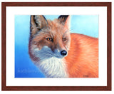 Red Fox pastel print with mahogany frame by award winning artist Kathie Miller.
