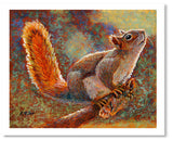 “Rocky-Squirrel” Pastel portrait of a squirrel in a contemporary style with pastels using bold strokes and bright colors by award winning artist Kathie Miller.