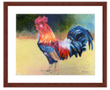 Rooster prints from original oil painting with mahogany frame by award winning artist Kathie Miller