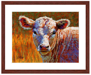 Samantha. Pastel calf portrait with mahogany frame by award winning artist Kathie Miller.