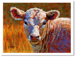 Samantha. Pastel calf portrait by award winning artist Kathie Miller.