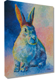 Spring Rabbit painting wrapped canvas by wildlife artist Kathie Miller. Perfect for any childs room with its bright colors.  Available as prints or wrapped canvas.