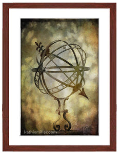 Sun Dial photography with mahogany frame by wildlife and landscape artist Kathie Miller.  Prints available.