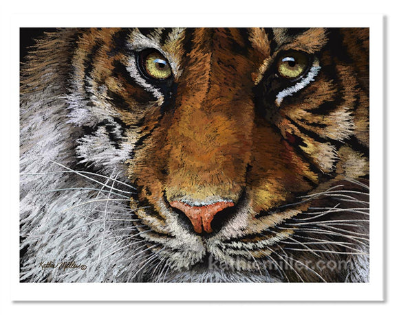 Tiger Portrait II painting by award winning artist Kathie Miller. Prints available.
