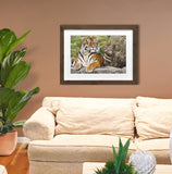 Tiger and the  Buddah painting by award winning artist Kathie Miller. Prints available.