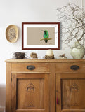 Fine art print of Western Emerald Hummingbird painting by wildlife artist Kathie Miller.  Prints available.