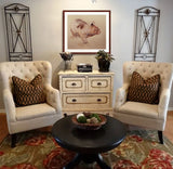 Wombat drawing with mahogany frame hanging in a cozy living room by award winning artist Kathie Miller
