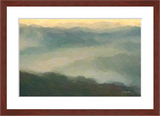  Mountain Valley Abstract Painting with mahogany frame by wildlife and landscape artist Kathie Miller.  Prints available.